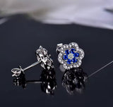 14K White Gold 0.60 ct Sapphire Earrings with Diamond