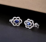 14K White Gold 0.62 ct Sapphire Earrings with Diamond
