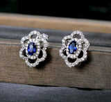 14K White Gold 0.62 ct Sapphire Earrings with Diamond