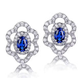 14K White Gold 0.62 ct Sapphire Earrings with Diamond