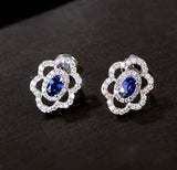 14K White Gold 0.62 ct Sapphire Earrings with Diamond