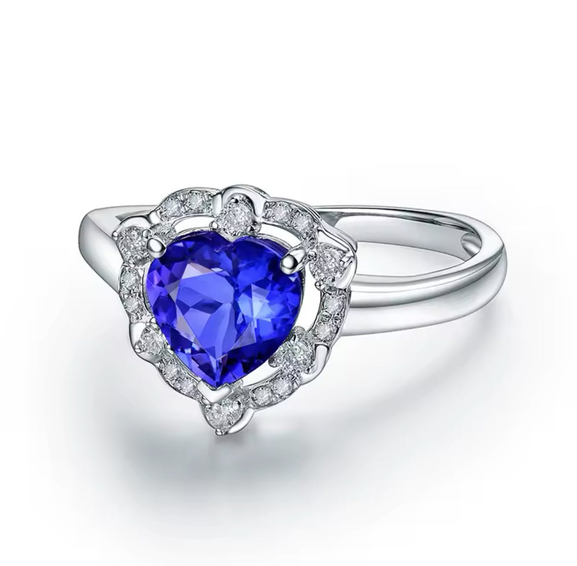 14k White Gold 1.23 ct Tanzanite Ring with Diamonds