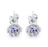 14K White Gold 1.70 ct Sapphire Earrings with Diamond