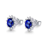 14K White Gold 1.70 ct Sapphire Earrings with Diamond