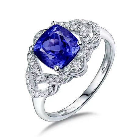14k White Gold 1.94 ct Tanzanite Ring with Diamonds