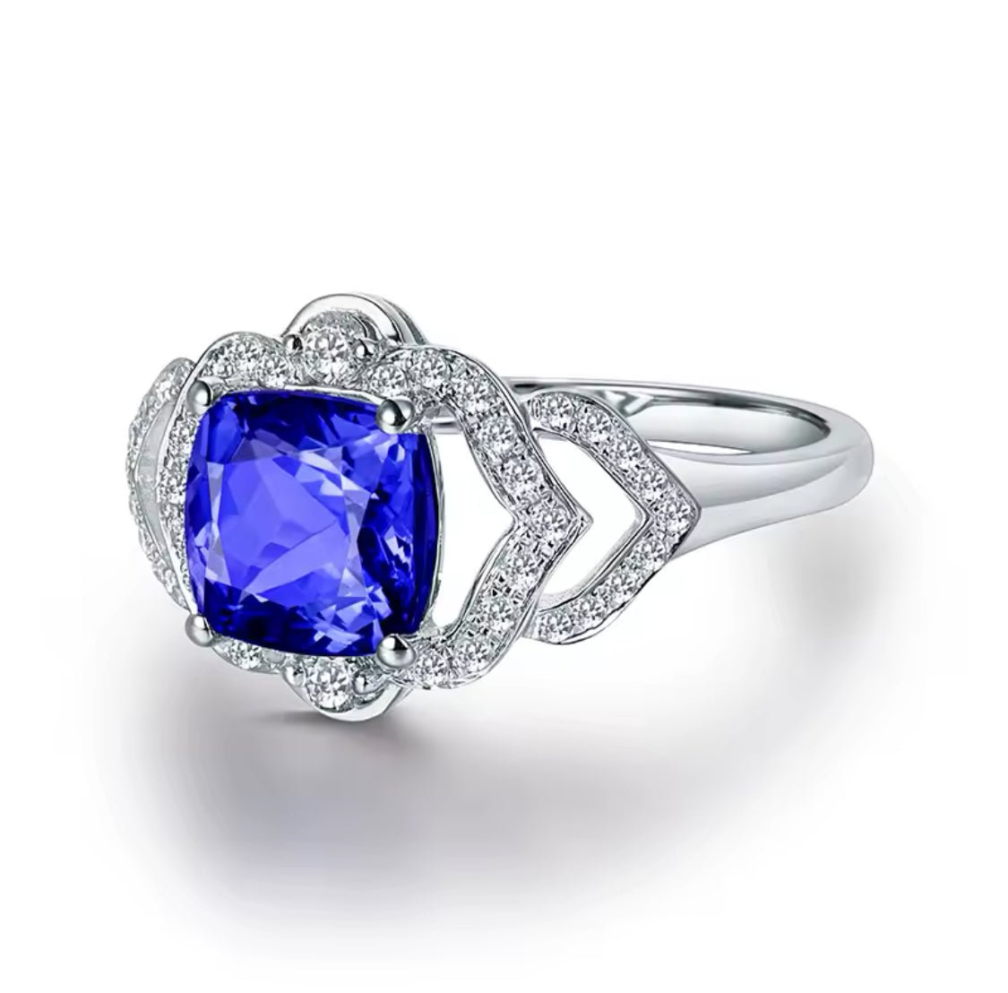 14k White Gold 1.94 ct Tanzanite Ring with Diamonds