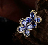 14K Yellow Gold 12.55 ct Tanzanite Earrings with Diamonds