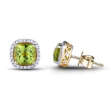 14K Yellow Gold 2.36 ct Peridot Earrings with Diamonds