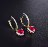 14K Yellow Gold 3.88 ct Pink Ruby Earrings with Natural Diamonds