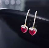 14K Yellow Gold 3.88 ct Pink Ruby Earrings with Natural Diamonds