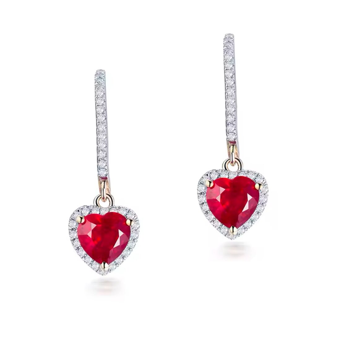 14K Yellow Gold 3.88 ct Pink Ruby Earrings with Natural Diamonds