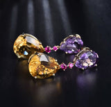 14Kt Gold 28.78 ct Citrine & Amethyst Earrings