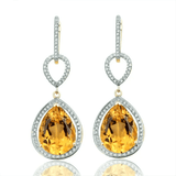14Kt Gold Diamond 11.50 ct Citrine Earrings