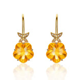 14Kt Gold Diamond 15.81 ct Citrine Earrings