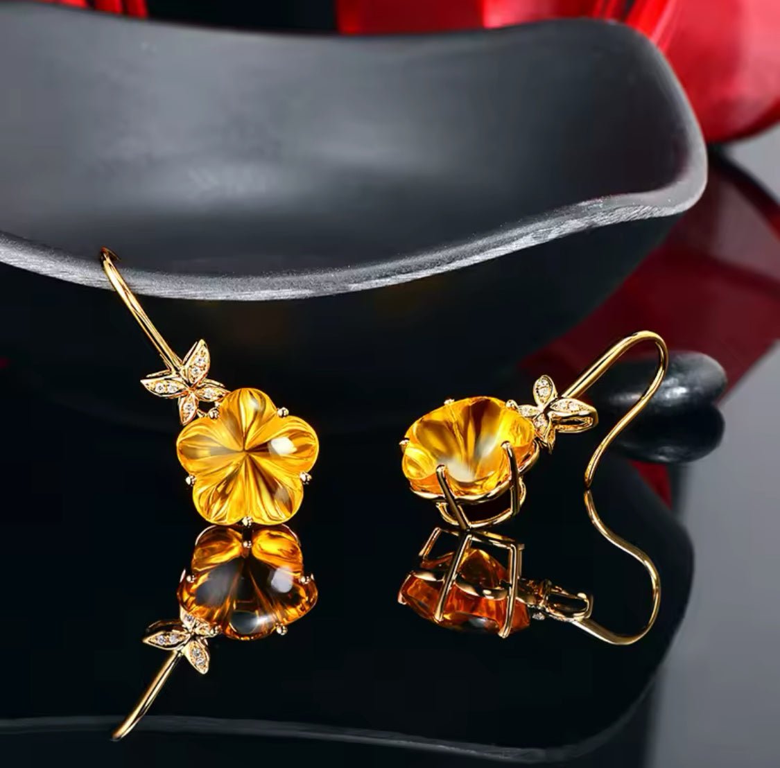 14Kt Gold Diamond 15.81 ct Citrine Earrings