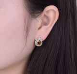 14Kt Gold Diamond 1.95 ct Citrine Earrings