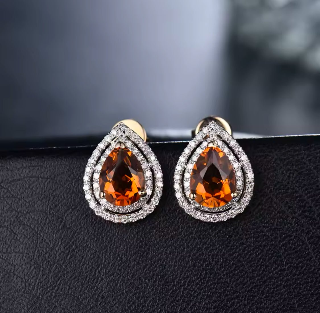 14Kt Gold Diamond 1.95 ct Citrine Earrings