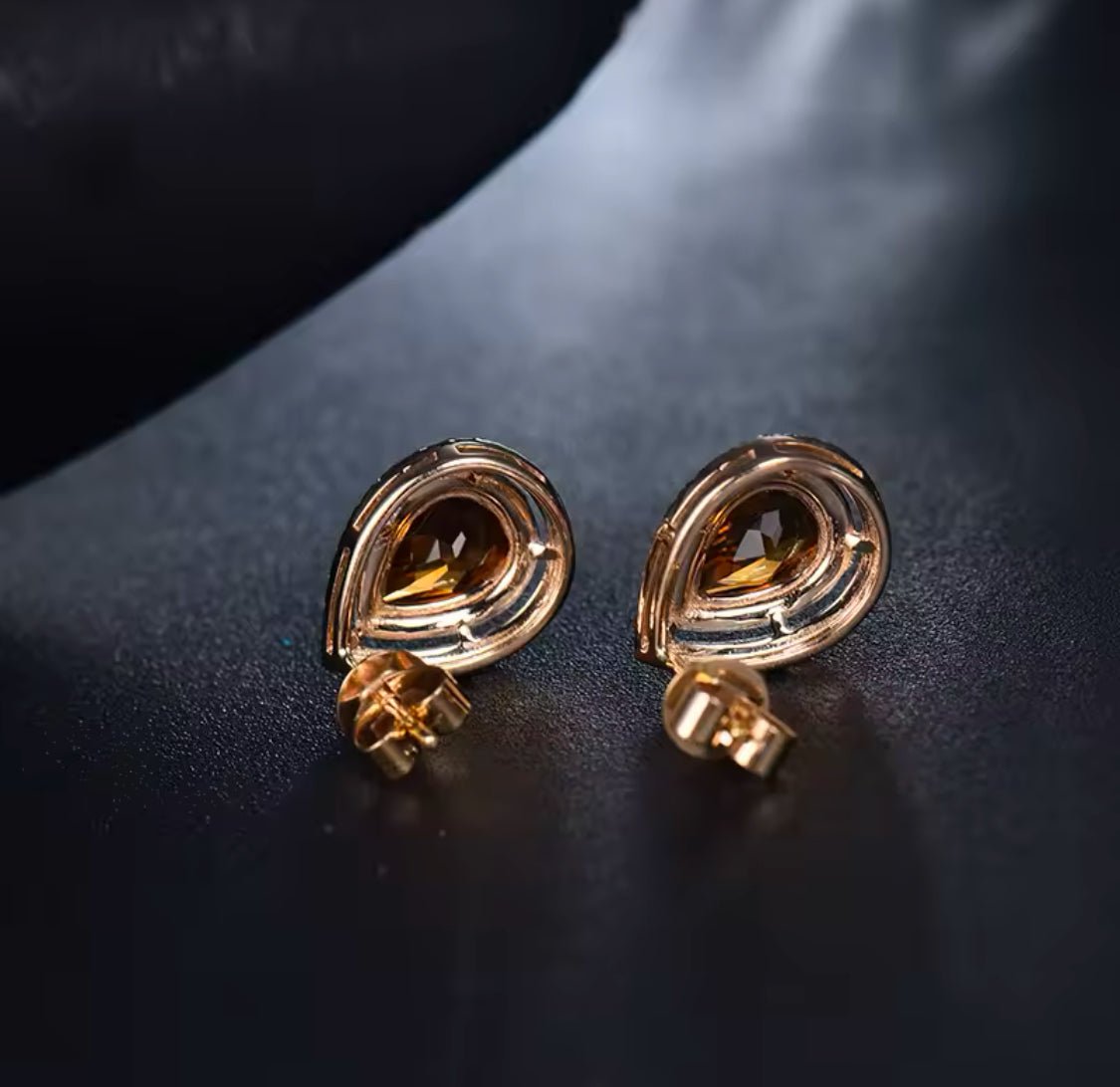 14Kt Gold Diamond 1.95 ct Citrine Earrings