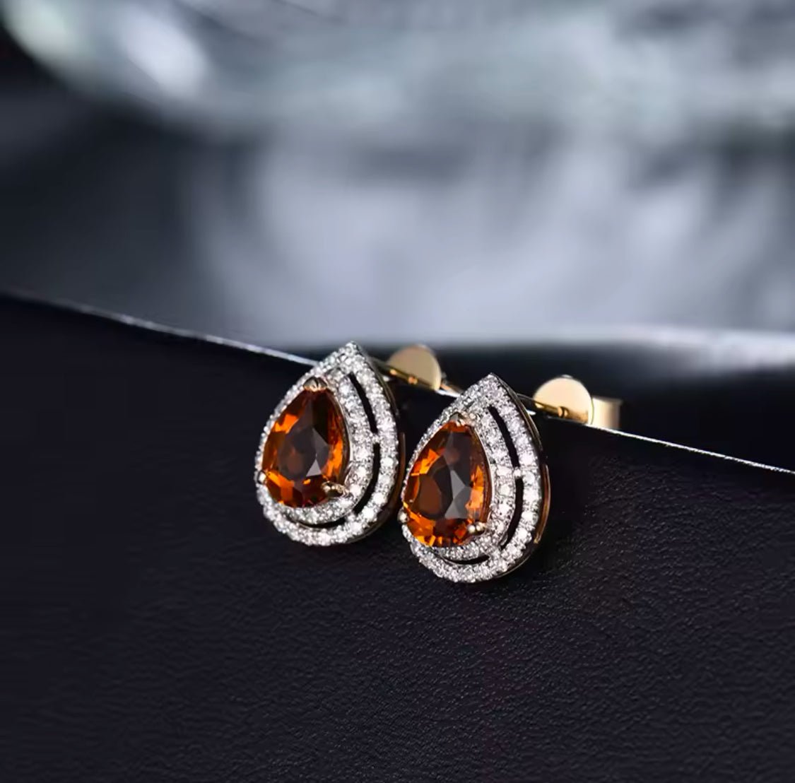 14Kt Gold Diamond 1.95 ct Citrine Earrings