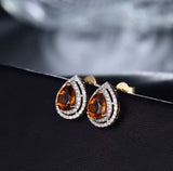 14Kt Gold Diamond 1.95 ct Citrine Earrings