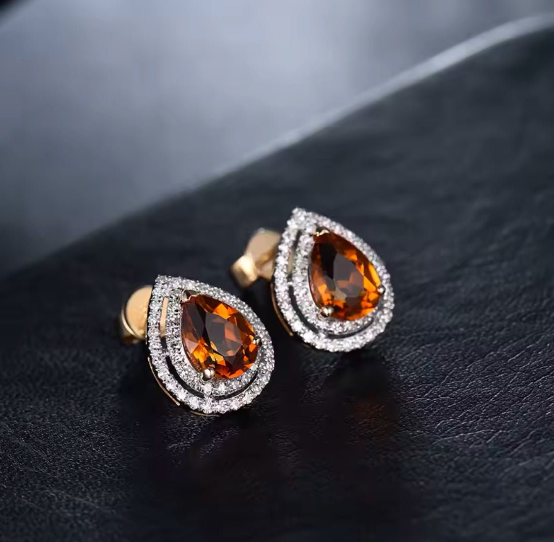 14Kt Gold Diamond 1.95 ct Citrine Earrings