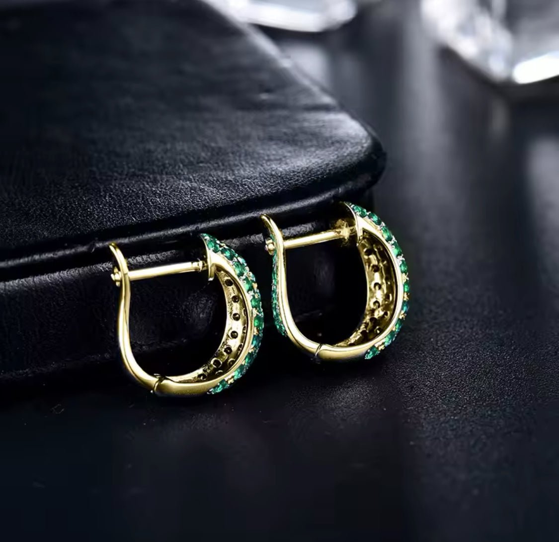 14Kt Gold Diamond 2.00 ct Emerald Earrings