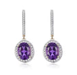 14Kt Gold Diamond 3.35 ct Amethyst Earrings