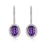 14Kt Gold Diamond 3.35 ct Amethyst Earrings