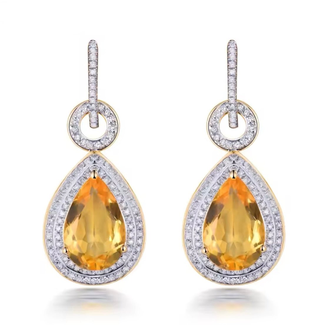 14Kt Gold Diamond 8.15 ct Citrine Earrings
