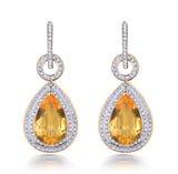 14Kt Gold Diamond 8.15 ct Citrine Earrings