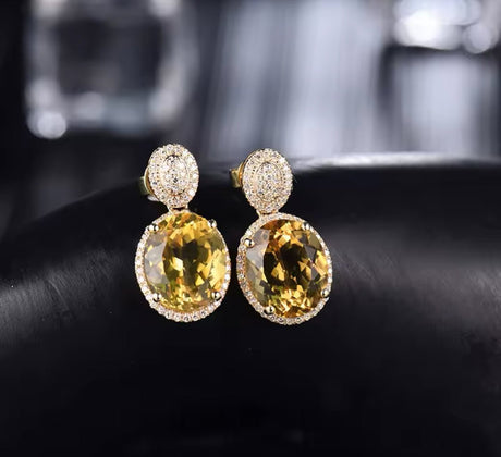 14Kt Gold Diamond 8.99 ct Citrine Earrings
