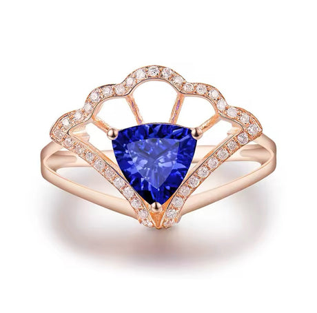 14Kt Rose Gold 0.92 ct Tanzanite Ring with Diamonds