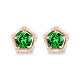 14Kt Rose - Gold 1.60 ct Tsavorite Earrings with Diamonds