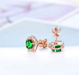 14Kt Rose - Gold 1.60 ct Tsavorite Earrings with Diamonds