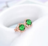 14Kt Rose - Gold 1.60 ct Tsavorite Earrings with Diamonds