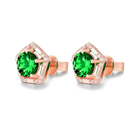 14Kt Rose - Gold 1.60 ct Tsavorite Earrings with Diamonds