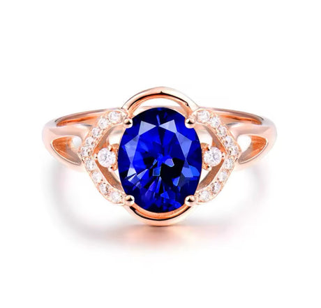 14Kt Rose Gold 1.70 ct Tanzanite Ring with Diamonds