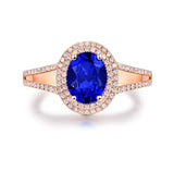 14Kt Rose Gold 1.70 ct Tanzanite Ring with Diamonds