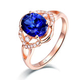 14Kt Rose Gold 1.70 ct Tanzanite Ring with Diamonds
