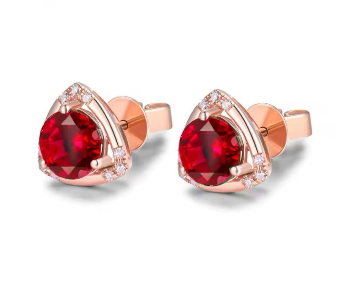 14kt Rose Gold 2.35 ct Ruby Earrings with Diamonds