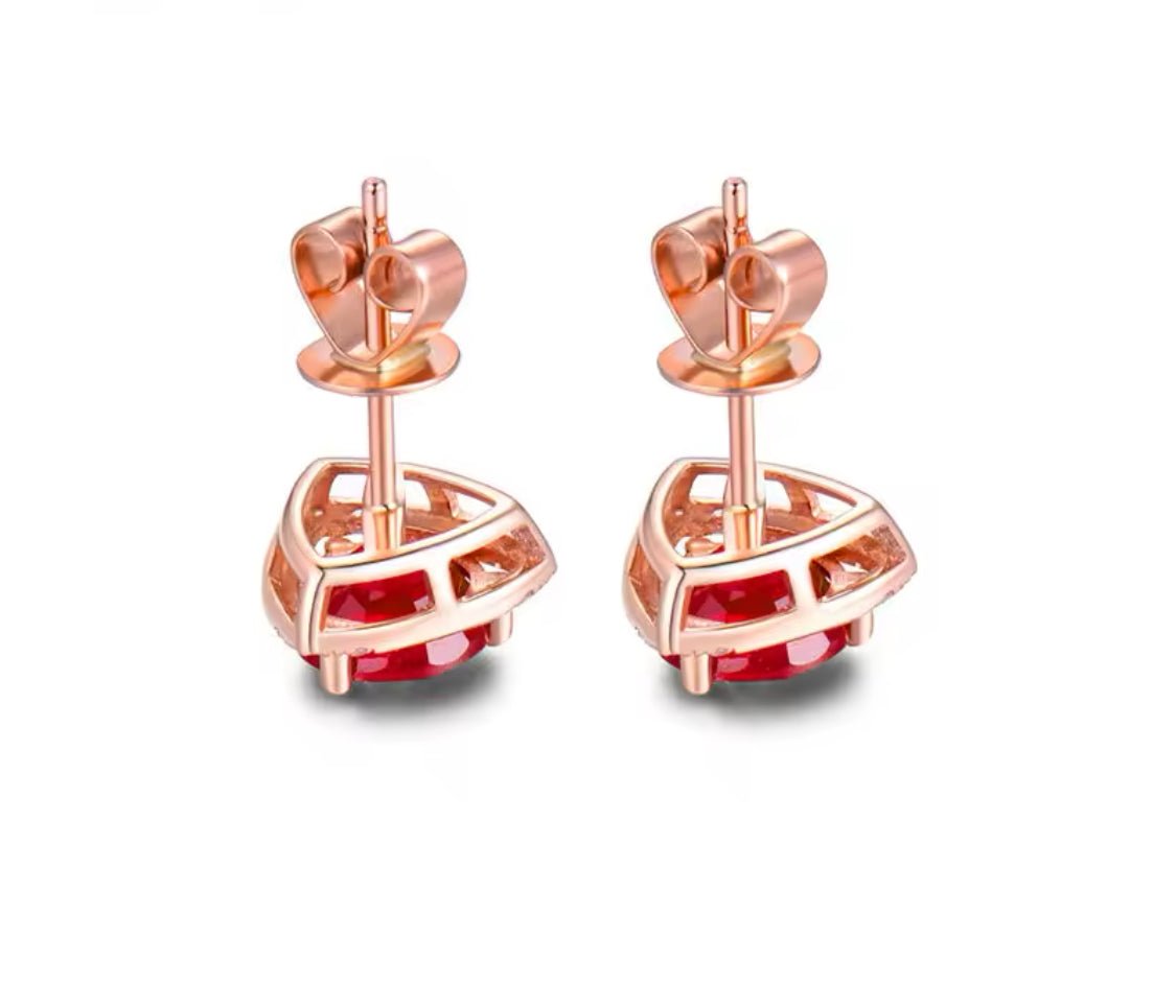 14kt Rose Gold 2.35 ct Ruby Earrings with Diamonds