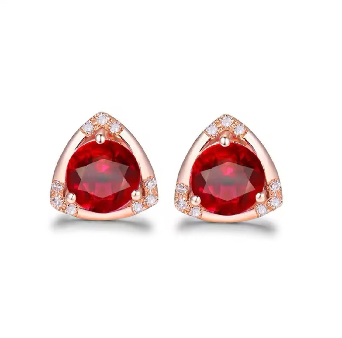 14kt Rose Gold 2.35 ct Ruby Earrings with Diamonds