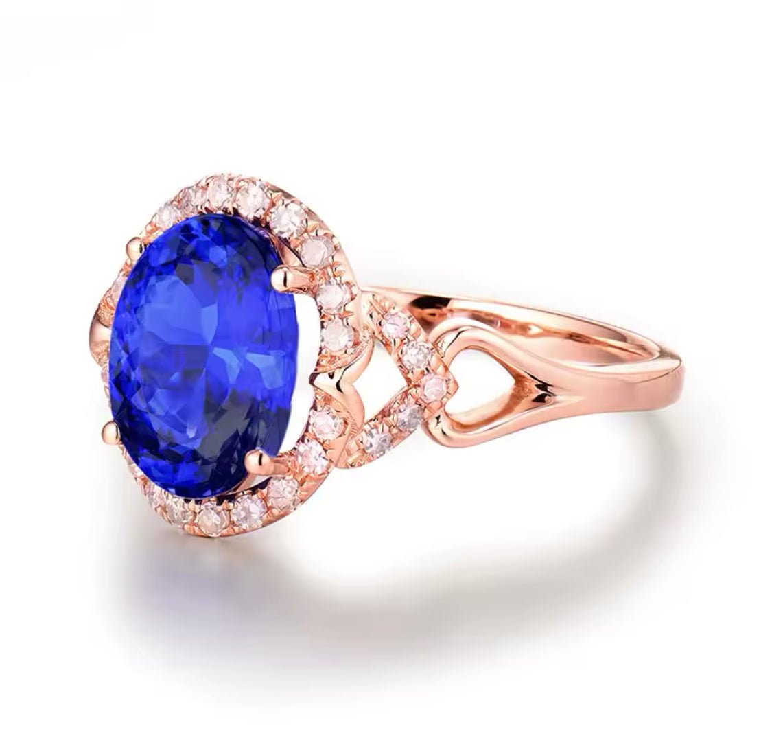 14Kt Rose Gold 2.81 ct Tanzanite Ring with Diamonds