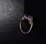 14Kt Rose Gold 2.81 ct Tanzanite Ring with Diamonds
