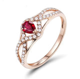 14Kt Rose Gold Diamond & 0.31 ct Ruby Ring