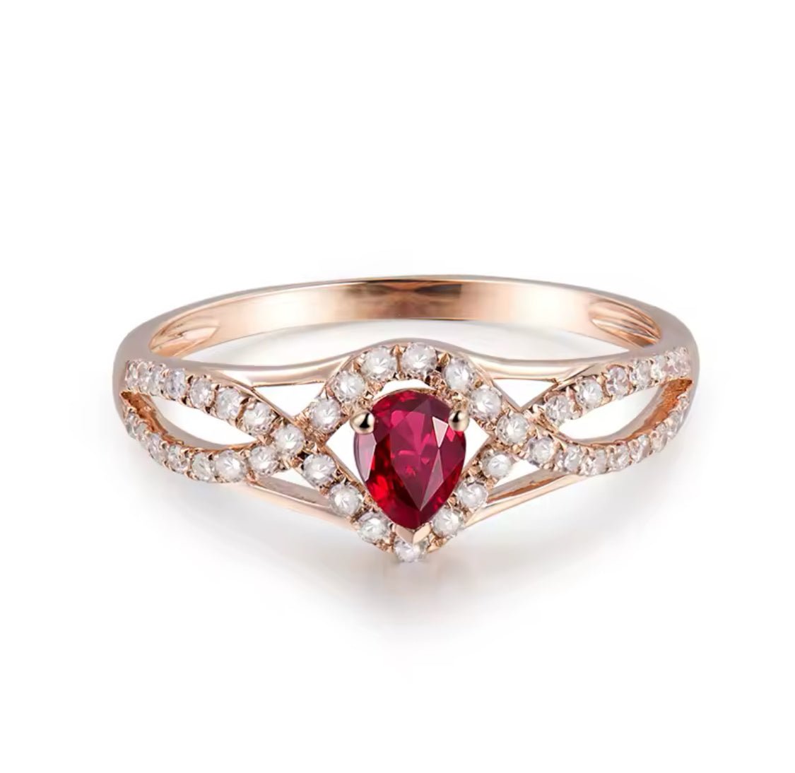 14Kt Rose Gold Diamond & 0.31 ct Ruby Ring