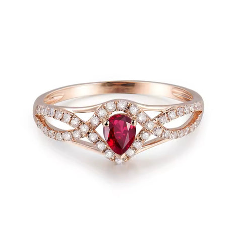 14Kt Rose Gold Diamond & 0.31 ct Ruby Ring