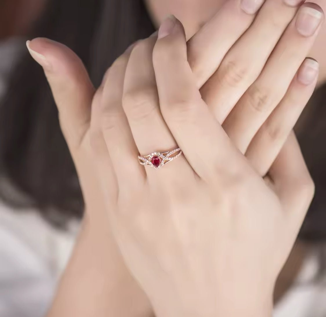 14Kt Rose Gold Diamond & 0.31 ct Ruby Ring