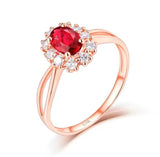 14Kt Rose Gold Diamond & 0.639 ct Ruby Ring