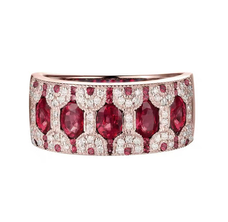 14Kt Rose Gold Diamond & 2.08 ct Ruby Ring (Unisex)